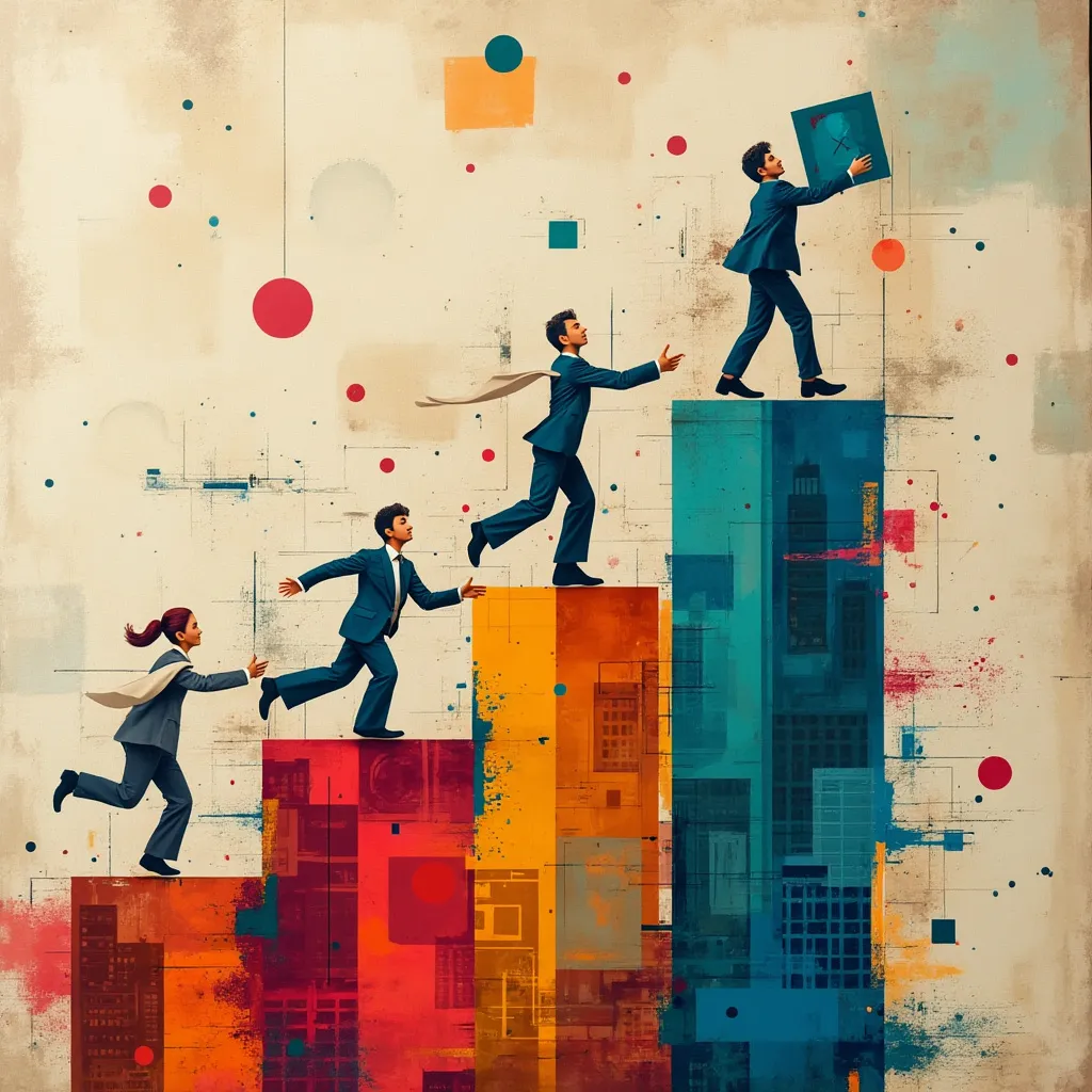 Collage de imágenes que representan la evolución de la empresa consultora y sus hitos